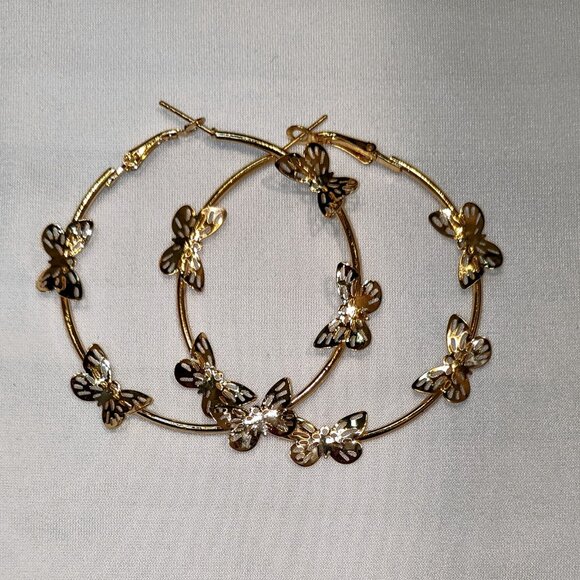 Hoop Butterfly Earrings Lot - Picture 2 of 3